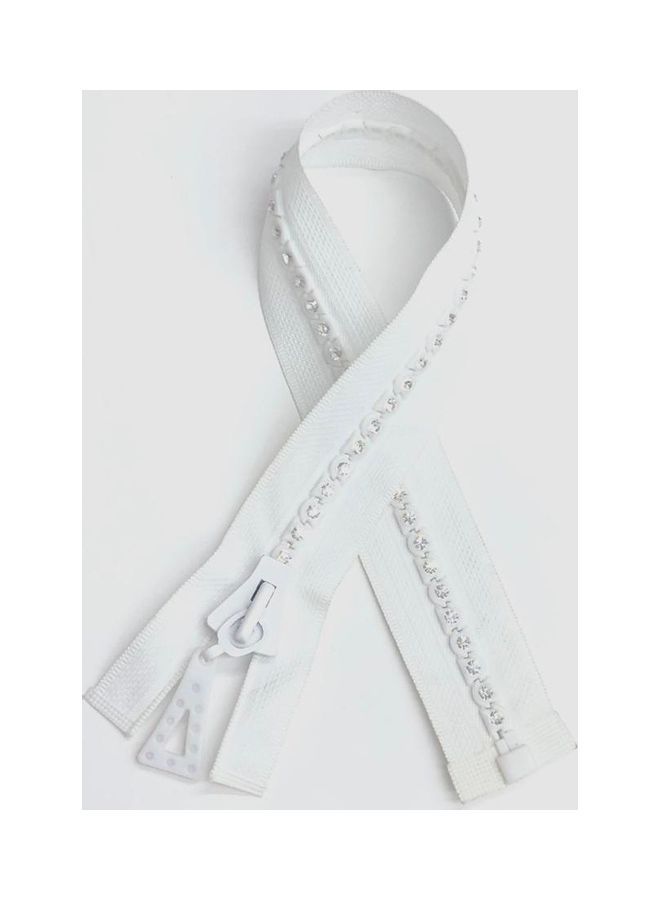 NIBEMINENT Rhinestone Studded Zipper White/Clear 40cm - Image 1