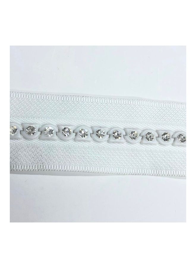 NIBEMINENT Rhinestone Studded Zipper White/Clear 40cm - Image 2