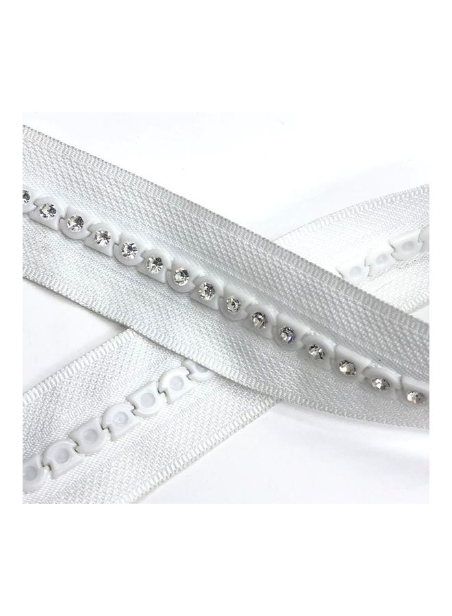 NIBEMINENT Rhinestone Studded Zipper White/Clear 40cm - Image 3