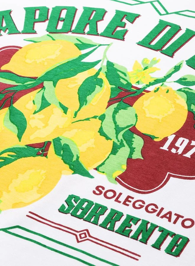 ديلينجر تيشيرت بوكسي بطبعة وأكمام قصيرة