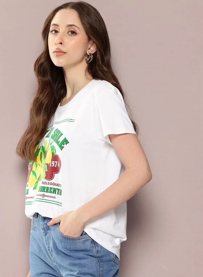 ديلينجر تيشيرت بوكسي بطبعة وأكمام قصيرة