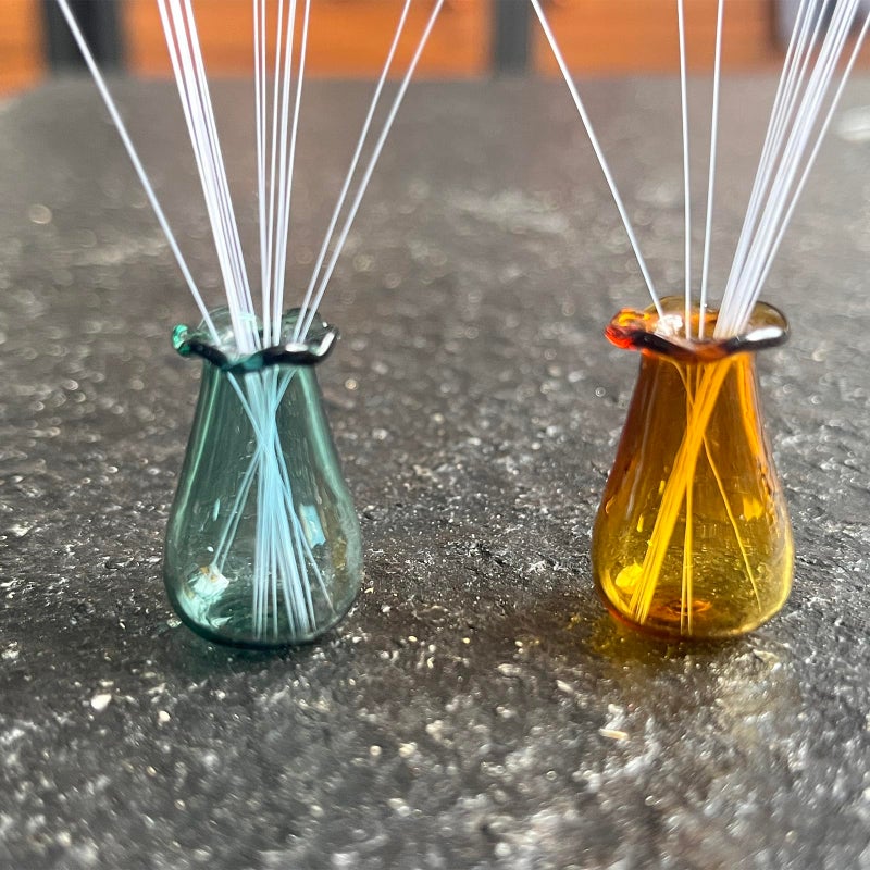 SPANSEE 2 PCS Mini Vase for Cat Whiskers  Cat Whisker Vase  Miniature Vase  Cat Whisker Holder  Tiny Vase for Decor (Green  Yellow) - Image 3