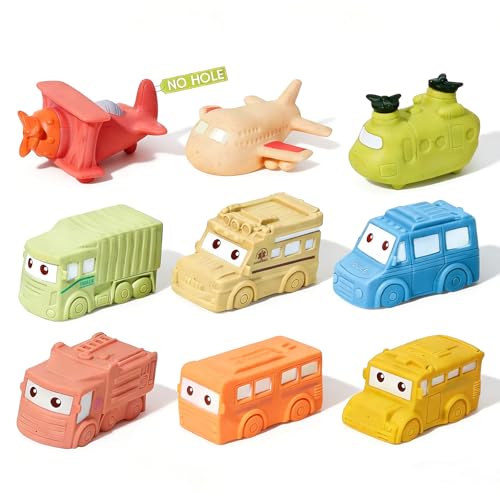 AMCHSURI Baby Bath Toys 9 Pack Cars Floating Bath Toys Mold Free for Infants 612 Kids Ages 13 No Hole Bathtub Toys for Toddlers 13 Water Pool Toy for Baby Toddler - Image 1