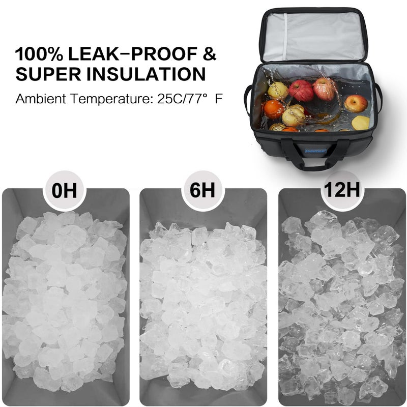 Hulongo 32L Foldable Collapsible Insulated Cooler Bag Soft Sided Cooler for Grocery Shopping, Beach, Camping, Reusable Grocery Bags Shopping Bags Heavy Duty - Image 3