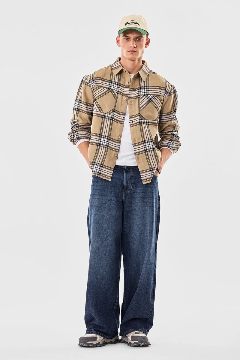 سنيتش قميص كاروهات بجيبين مزدوجين