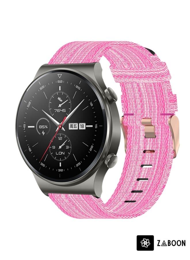 Zaboon Watch Band For Huawei GT2 Pro 22mm Nylon Woven (Pink) - Image 1