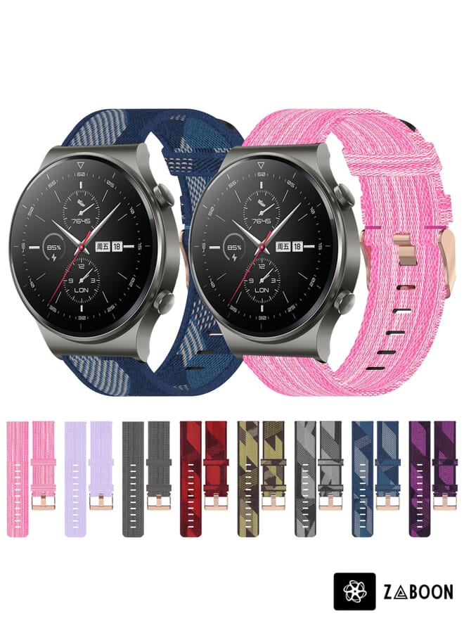 Zaboon Watch Band For Huawei GT2 Pro 22mm Nylon Woven (Pink) - Image 4
