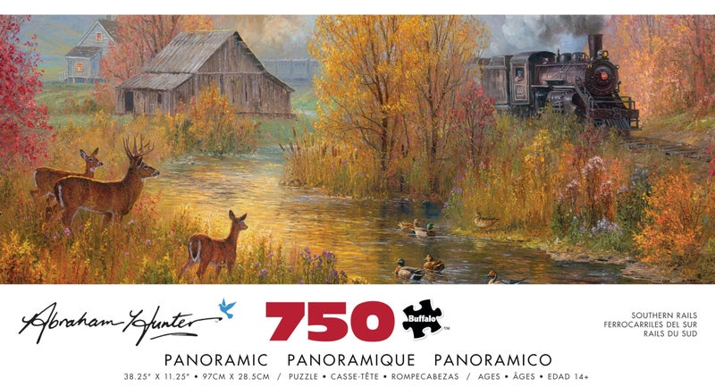 Buffalo Games â€“ Southern Rails - Abraham Hunter - 750 Piece Fall Panoramic Jigsaw Puzzle â€“ Scenic Autumn Landscape Artwork for Adults â€“ Precision-Cut Pieces, Beautiful Seasonal Artwork - Image 2