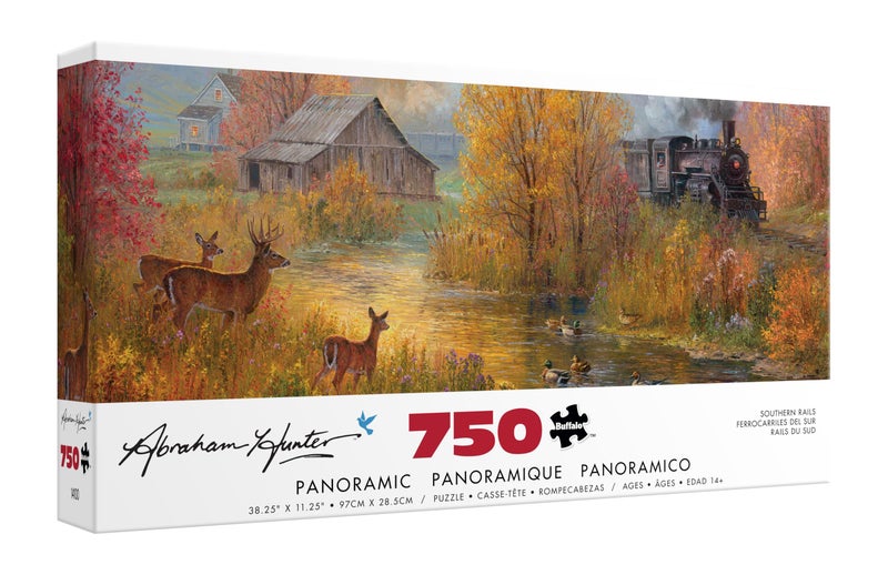 Buffalo Games â€“ Southern Rails - Abraham Hunter - 750 Piece Fall Panoramic Jigsaw Puzzle â€“ Scenic Autumn Landscape Artwork for Adults â€“ Precision-Cut Pieces, Beautiful Seasonal Artwork - Image 1