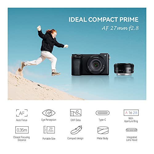 TTArtisan AF 27mm F28 Auto Focus Lens APSC Camera Lens Compatible with for Sony EMount Mirrorless Cameras A5000 A5100 A6000 A6100 A6300 A6400 A6500 A6600 NEX3 NEX3N NEX3R NEX5T Black - Image 3