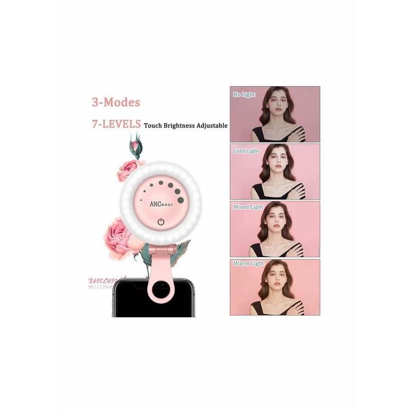 SOLARAE Selfie Ring Light,  for Phone for iPhone Laptop Mini Clip On and Portable Light for Photography, Makeup, 21 Light Mode 60 Led Beads 500mhA Rechargeable - Image 3