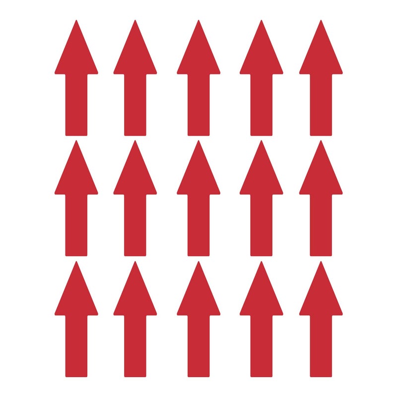 LiteMark Arrow Stickers Removable Matte Red Decal - Ideal for Floors, Signs, Walls, Smooth Surfaces in Office, School, Warehouse, Industrial Setting (Pack of 15 Arrows)