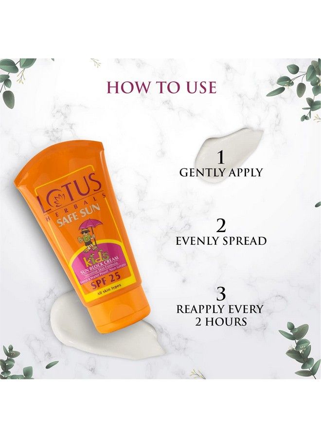 LOTUS HERBALS Safe Sun Kids Sunblock Cream Spf 25 Sensitive Skin Formula Sweat & Waterproof Sunscreen 100Gwhite  - Image 3