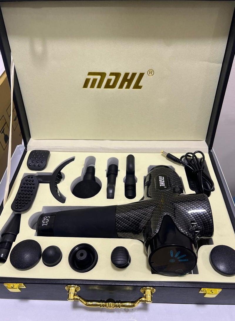 إم دي اتش إل مسدس تدليك فيزيولين MDHL قابل لإعادة الشحن، شاشة رقمية، 12 سرعة، هيكل معدني، شاشة لمس فضية - Image 1