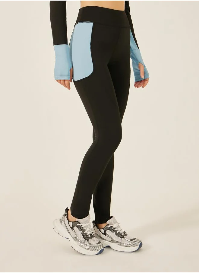 Styli COLORBLOCK HALF ZIP THUMBHOLE LS TOP and LEGGING ACTIVE SET