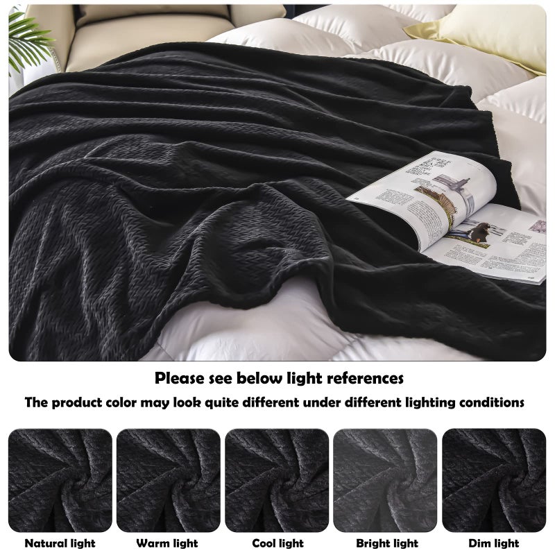 NEWCOSPLAY Super Soft Throw Blanket Premium Silky Flannel Fleece Leaves Pattern Lightweight Blanket All Season Use (Black  Throw(50""x60"")) - Image 5