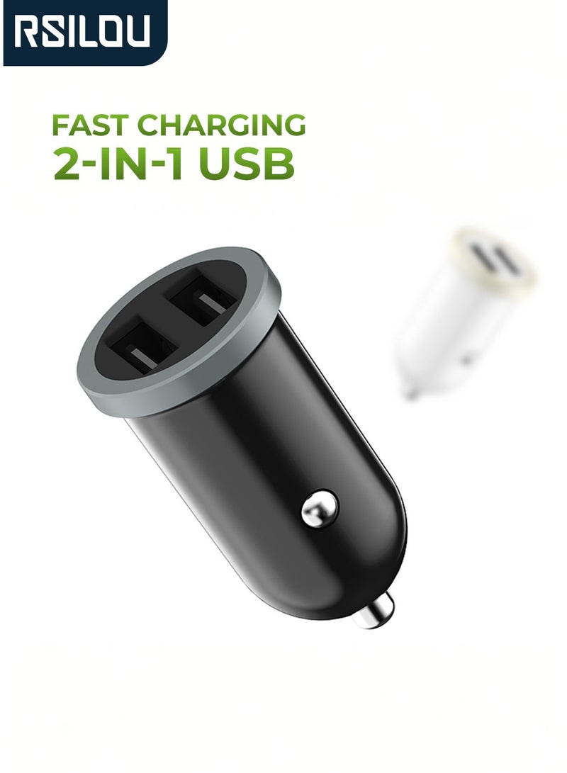 RSILOU- R4501 2-in-1 USB Mobile Car Charger – Dual USB Ports, Fast Charging, Compact & Travel-Friendly - Image 1