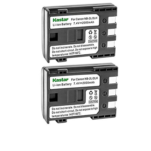 Kastar Battery (2-Pack) for Canon NB-2L NB-2LH NB-2L12 NB-2L14 NB-2L24 and PowerShot G7 G9 S30 S40 S45 S50 S60 S70 S80 DC410 DC420 VIXIA HF R10 HF R100 HF R11 EOS 350D 400D Digital Rebel XT Xti - Image 1