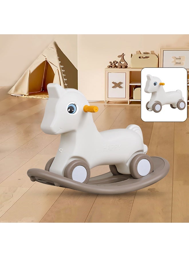 Kids Rocking Horse Ride On Toy 2 in 1 Baby Rocking Horse and Balance Bike with Detachable Balance Board and Silence Wheels for Toddler 1-7 Years, K-616 (White)  - Image 1