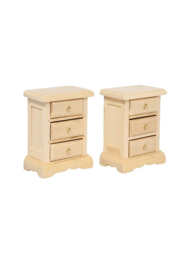 Inusitus Wooden Dollhouse Night Stands | Set of 2 | Bedside Tables | Dolls House Furniture | 1/12 Scale (Light) - Image 1