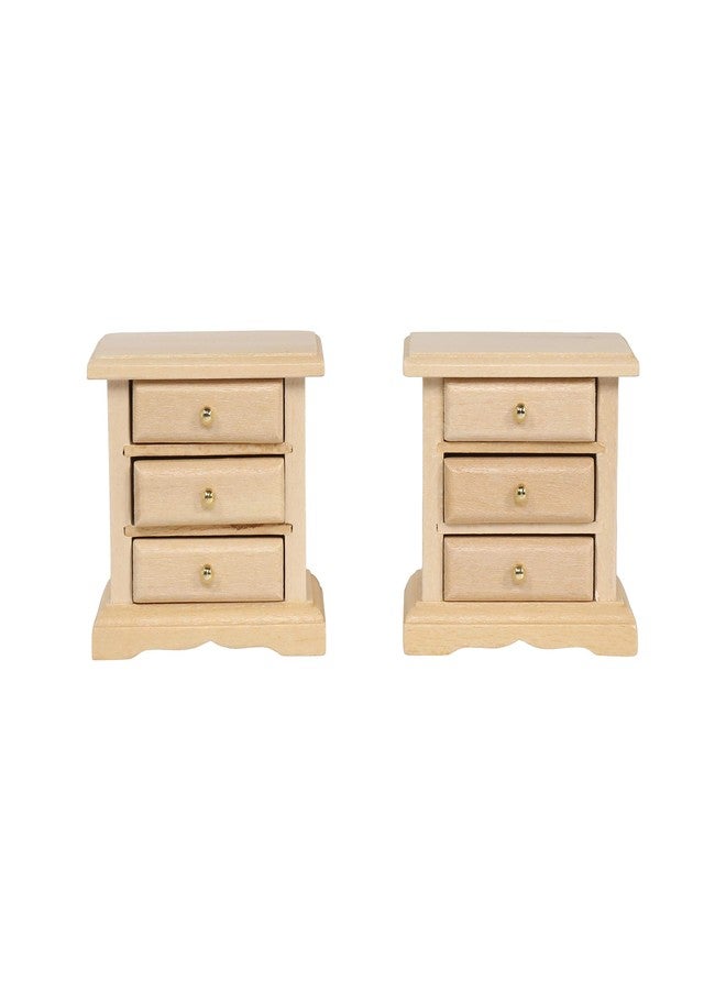 Inusitus Wooden Dollhouse Night Stands | Set of 2 | Bedside Tables | Dolls House Furniture | 1/12 Scale (Light) - Image 2