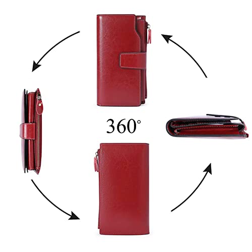 SENDEFN Women Leather Wallets RFID Blocking Clutch Card Holder Ladies Purse with Zipper Pocket - Image 5