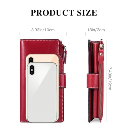 SENDEFN Women Leather Wallets RFID Blocking Clutch Card Holder Ladies Purse with Zipper Pocket - Image 4