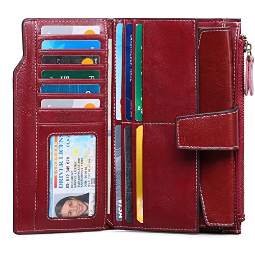 SENDEFN Women Leather Wallets RFID Blocking Clutch Card Holder Ladies Purse with Zipper Pocket - Image 2