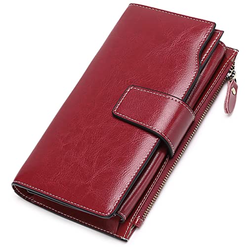 SENDEFN Women Leather Wallets RFID Blocking Clutch Card Holder Ladies Purse with Zipper Pocket - Image 1