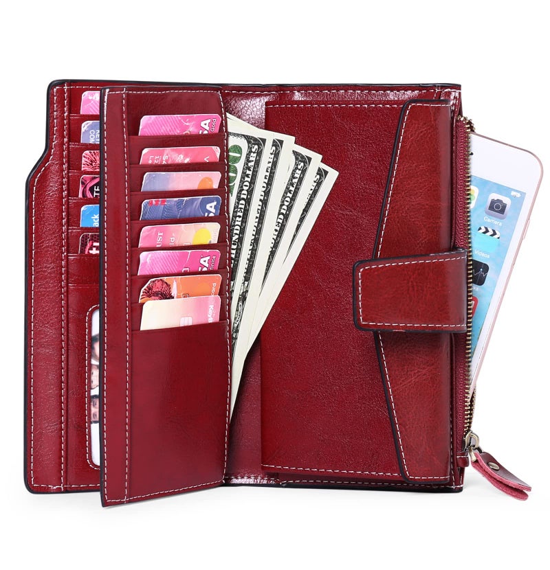 SENDEFN Women Leather Wallets RFID Blocking Clutch Card Holder Ladies Purse with Zipper Pocket - Image 3