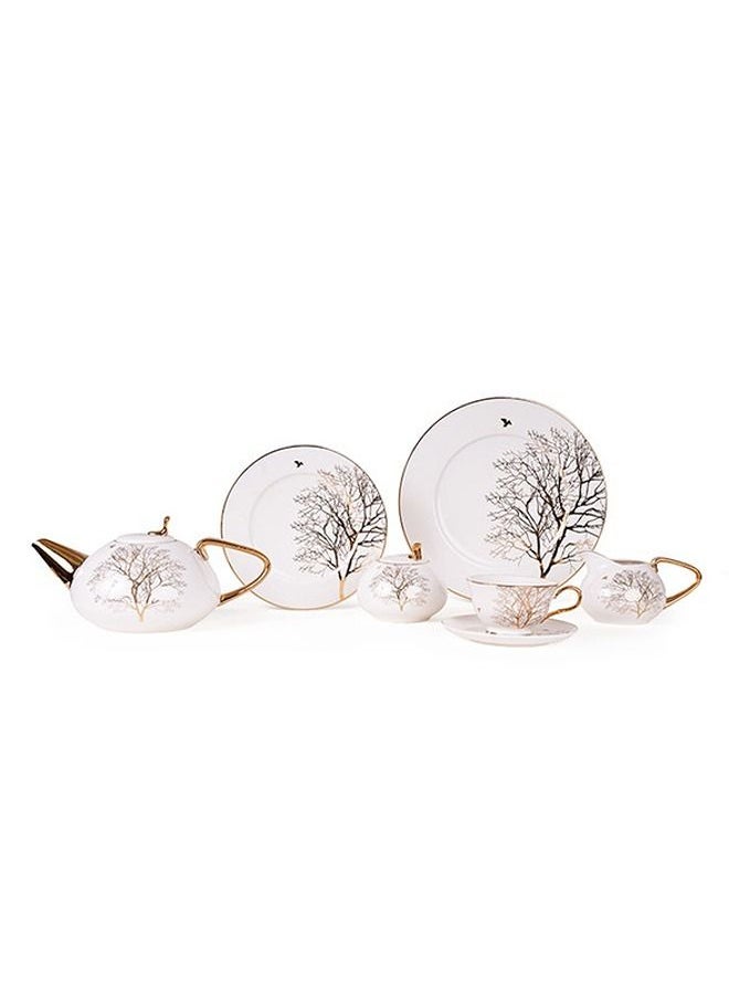 Lotus Porcelain - Tea Set Porcelain 24 Piece Tree Louts - Image 1