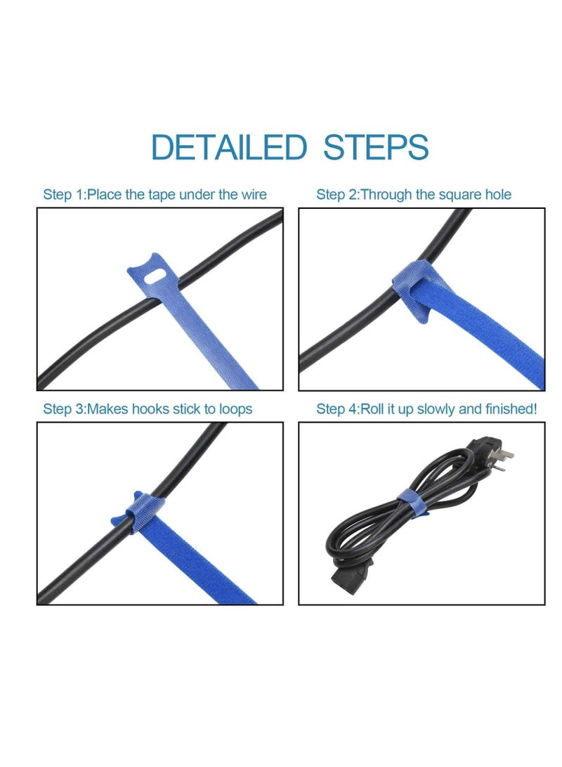 Excefore 60PCS Fastening Cable Ties Reusable, Premium 6-Inch Adjustable Cord Ties, Microfiber Cloth Cable Management Straps Hook Loop Cord Organizer Wire Ties Reusable (Assorted Colors) - Image 5