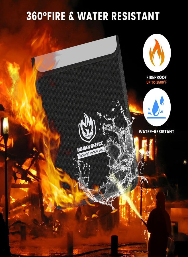 andyer 4 Pack Fireproof Document Bags, Waterproof Document Pouch Holder with Zipper, Fire Proof Money Bag for Cash, Fireproof Envelope Fire Safe Bag, Fire Resistant Storage for Legal/A4 Size (Black) - Image 3