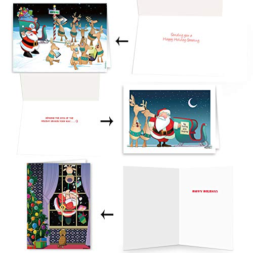 Stonehouse Collection Box Set of 24 Assorted Funny Christmas Cards by Stonehouse Collection - 8 Designs, 3 Cards Per Design - Image 2