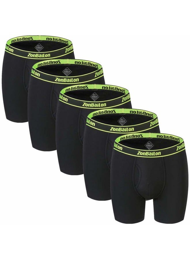 Zonbailon Mens Underwear Boxer Briefs Pack Athletic Breathable Bamboo Big and Tall Cooling Underwear Trunks M L XL XXL 3XL, 5*back-01, 3X-Large Big Tall - Image 1
