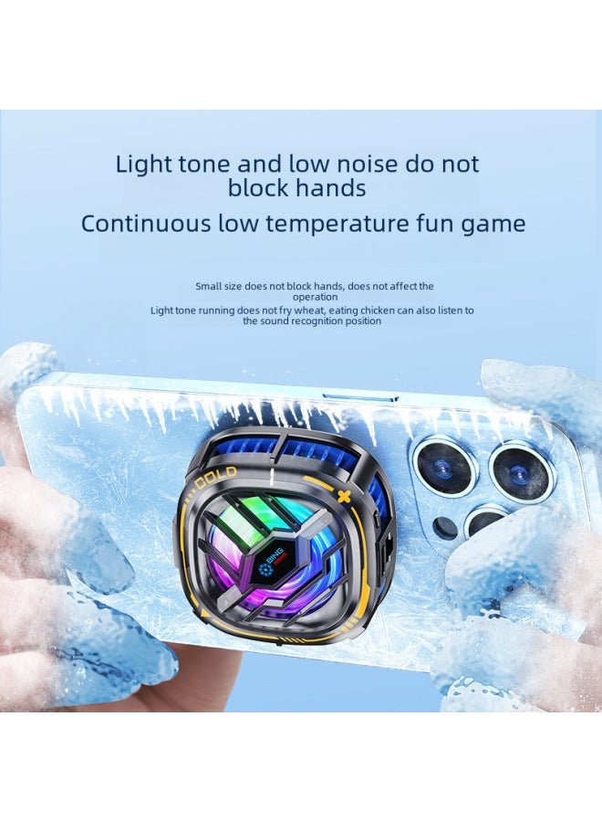 X76 Mobile Phone Radiator Digital Display Three-speed Adjustment Magnetic Back Clip Icing Semiconductor Wireless Radiator-Color:[X76 Display] Electroplating  - Image 5