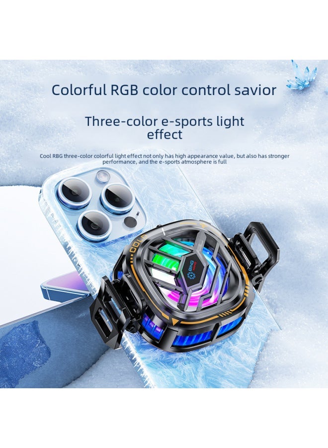 X76 Mobile Phone Radiator Digital Display Three-speed Adjustment Magnetic Back Clip Icing Semiconductor Wireless Radiator-Color:[X76 Display] Electroplating  - Image 4