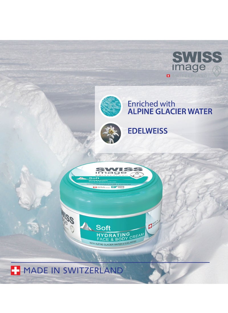SWISS image - Soft Hydrating Face & Body Cream 200 ml | Instant Hydration & Non Greasy enriched with Alpine Glacier Water & Edelweiss for Daily Use - Image 1