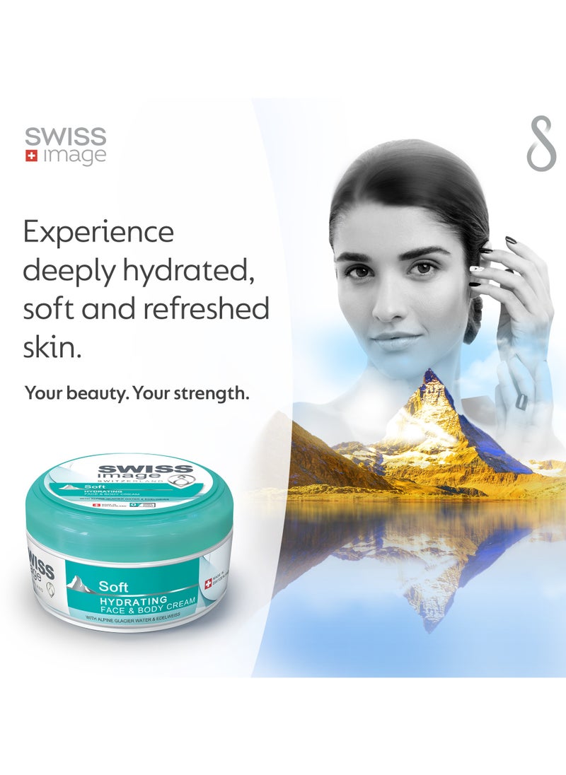 SWISS image - Soft Hydrating Face & Body Cream 200 ml | Instant Hydration & Non Greasy enriched with Alpine Glacier Water & Edelweiss for Daily Use - Image 1