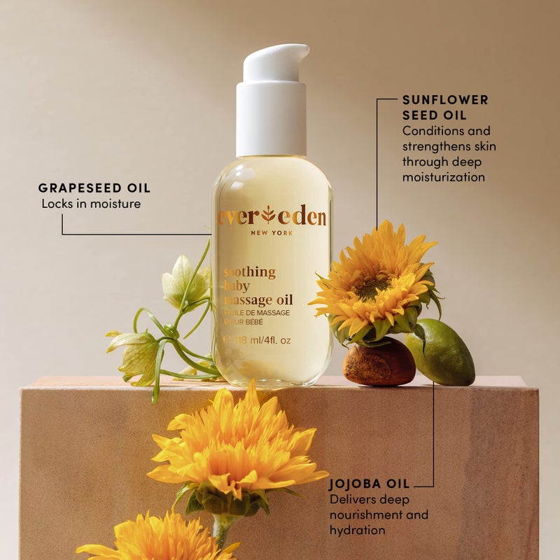 Evereden Soothing Baby Massage Oil 4 fl oz. | Clean Baby Care | Non-toxic and Fragrance Free | Clean Ingredients - Image 2