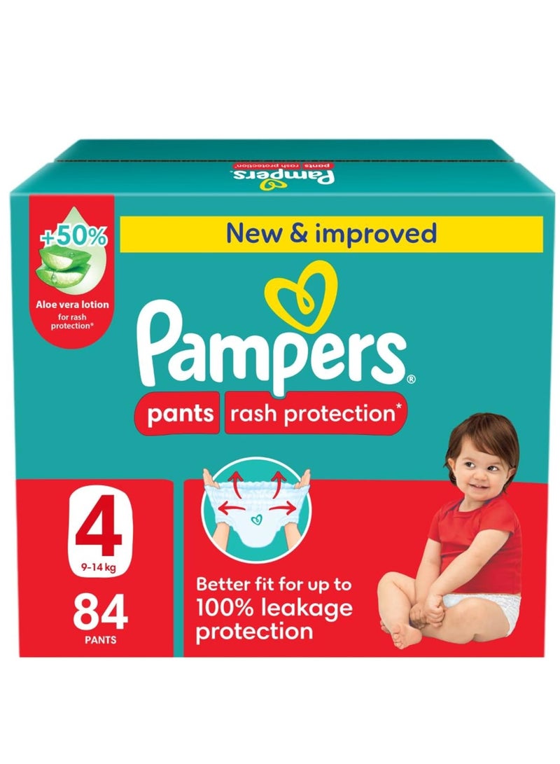 Pampers Rash Protection, Size 4, 9-14 kg, Jumbo Box, 84 Diaper Pants  - Image 1