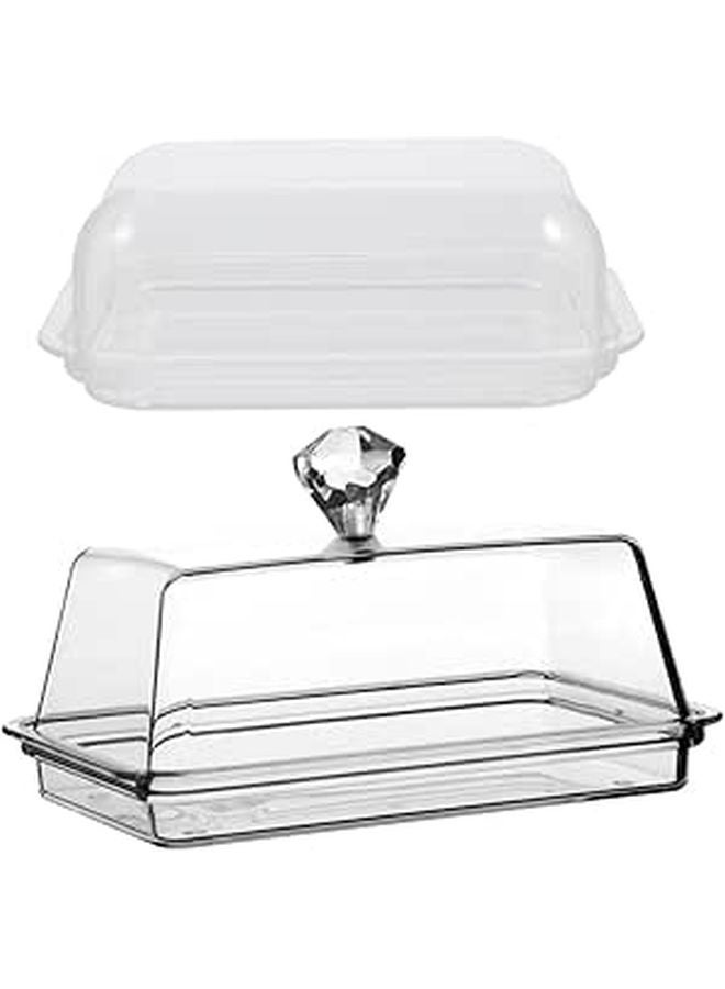 2Pcs Acrylic Butter Box Set With Lid And Handle Small Medium Reusable For Household - Image 1