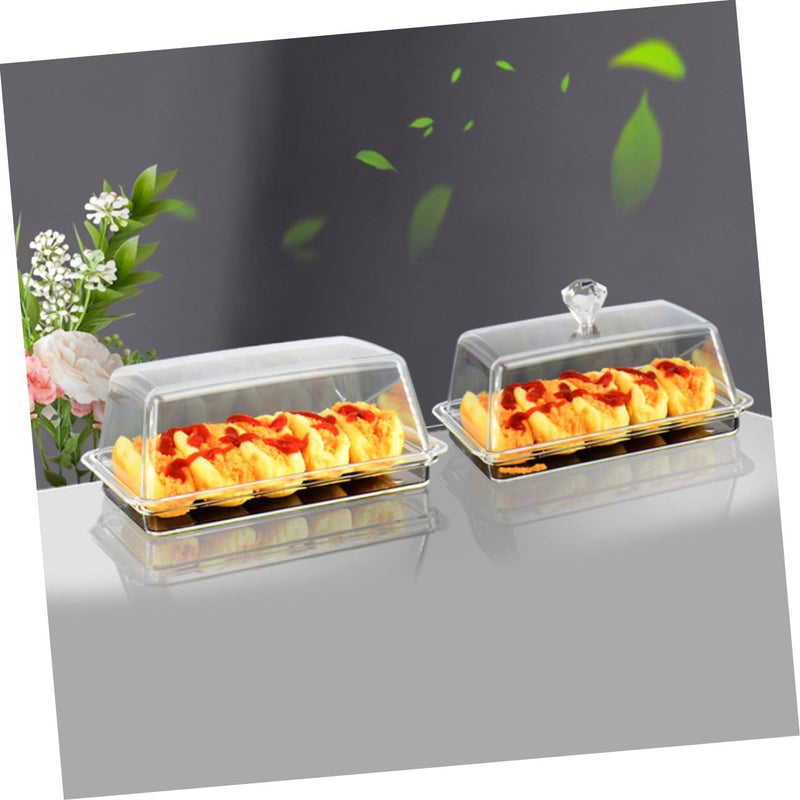 2Pcs Acrylic Butter Box Set With Lid And Handle Small Medium Reusable For Household - Image 4