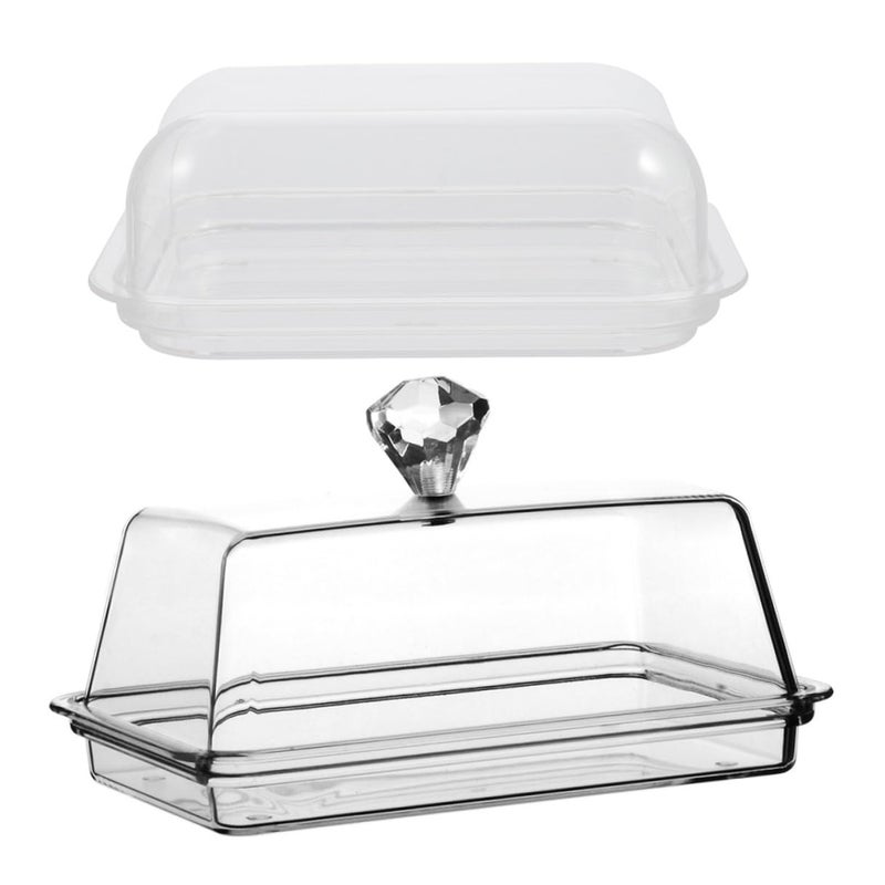 2Pcs Acrylic Butter Box Set With Lid And Handle Small Medium Reusable For Household - Image 2