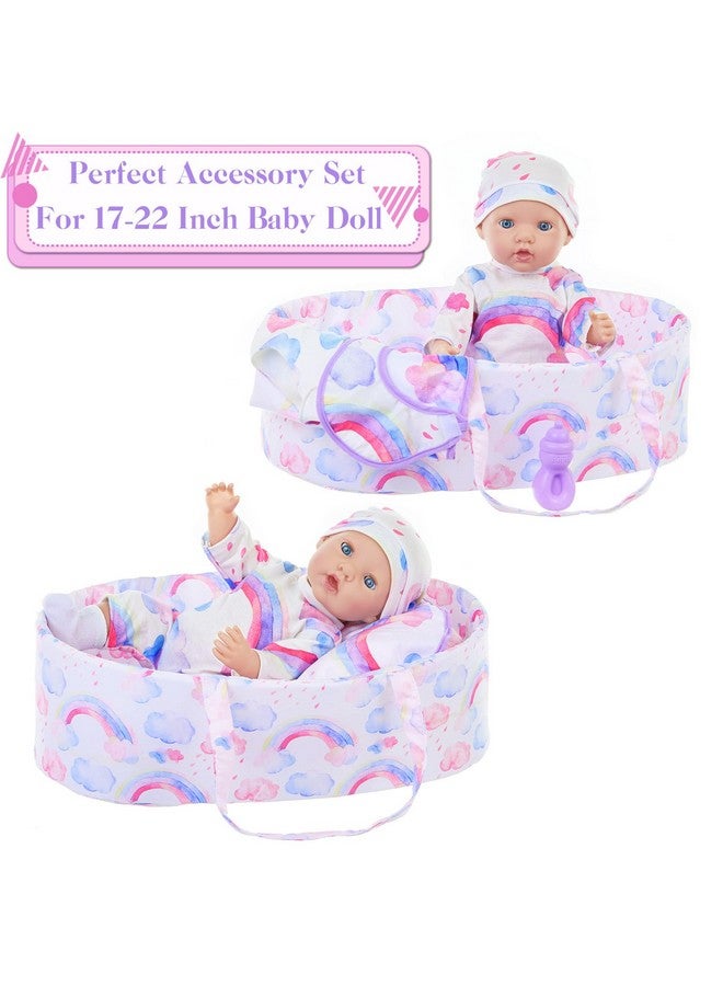 Ecore Fun 8 Pcs Reborn Baby Doll Clothes With Bassinet For 1722 Inch Baby Doll Rainbow Baby Doll Clothes Outfit Accessories Fit Newborn Baby Doll（No Doll） - Image 3