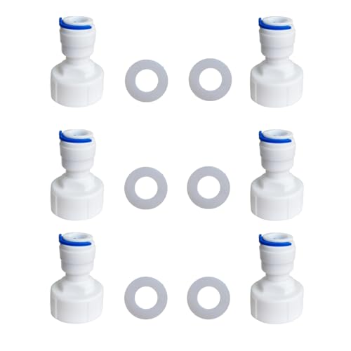 ESHIONG Hose Bib Quick Connect Adapter for Reverse Osmosis Water Filter,NSF Certified 3/4" Female Thread to 3/8" OD Push to Connect Plastic ro Fittings .（Pack 6） - Image 1