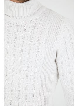 Cool Tarz Cool Style White Men's Knitted Patterned Turtleneck Knitwear SWEATER-TRZ8146R12S  - Image 5