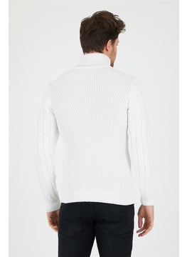 Cool Tarz Cool Style White Men's Knitted Patterned Turtleneck Knitwear SWEATER-TRZ8146R12S  - Image 4