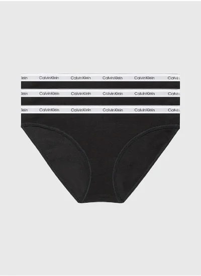 CALVIN KLEIN Women's 3 Pack Bikini Brief - Cotton, Black