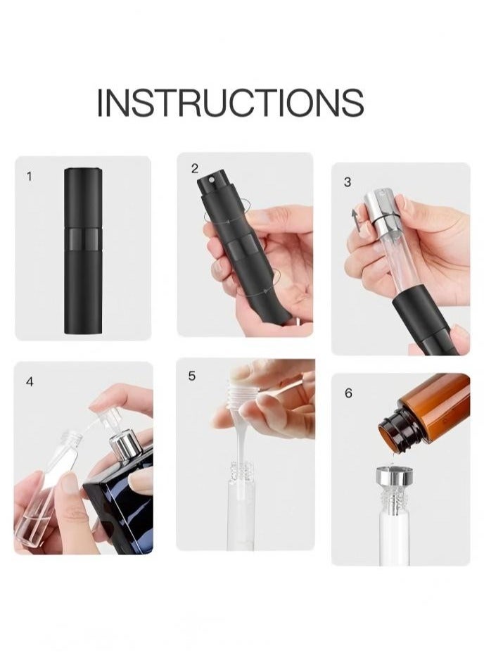 Beauenty 5PCS 8ml travel mini perfume spray bottle (black) - Image 5